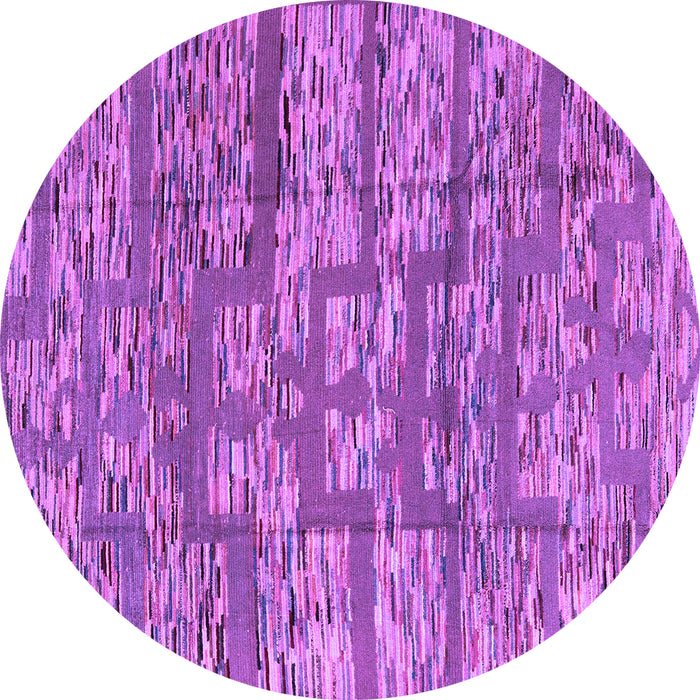 Round Machine Washable Abstract Purple Modern Area Rugs, wshabs5133pur