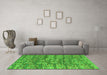 Machine Washable Abstract Green Modern Area Rugs in a Living Room,, wshabs5133grn