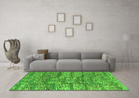 Machine Washable Abstract Green Modern Rug, wshabs5133grn