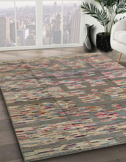 Machine Washable Abstract Camel Brown Rug in a Family Room, wshabs5133