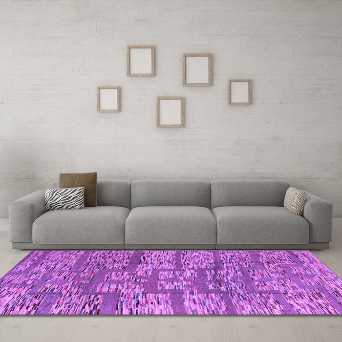 Machine Washable Abstract Purple Modern Area Rugs in a Living Room, wshabs5133pur