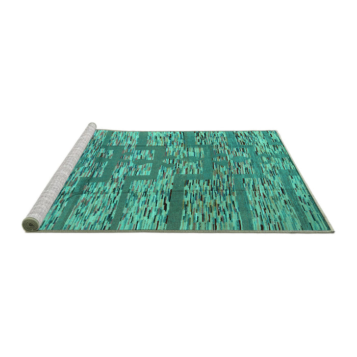 Sideview of Machine Washable Abstract Turquoise Modern Area Rugs, wshabs5133turq