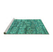 Sideview of Machine Washable Abstract Turquoise Modern Area Rugs, wshabs5133turq