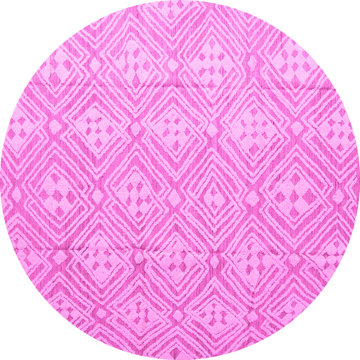 Round Machine Washable Abstract Pink Modern Rug, wshabs5134pnk