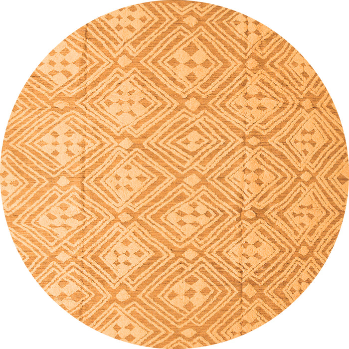 Round Machine Washable Abstract Orange Modern Area Rugs, wshabs5134org