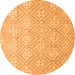 Round Machine Washable Abstract Orange Modern Area Rugs, wshabs5134org