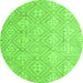 Round Machine Washable Abstract Green Modern Area Rugs, wshabs5134grn