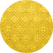 Round Machine Washable Abstract Yellow Modern Rug, wshabs5134yw