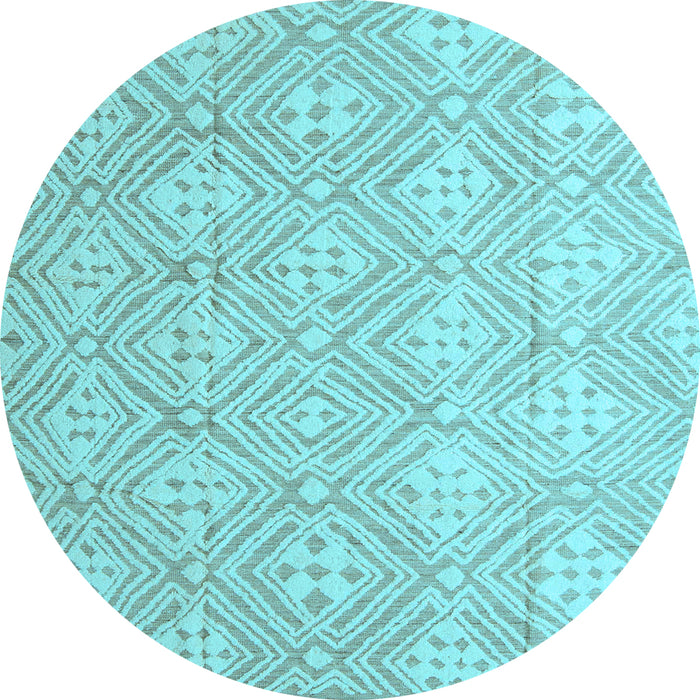 Round Abstract Light Blue Modern Rug, abs5134lblu