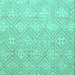 Square Abstract Turquoise Modern Rug, abs5134turq