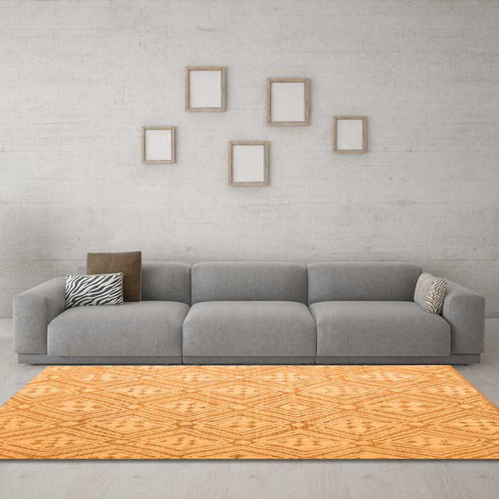 Machine Washable Abstract Orange Modern Area Rugs in a Living Room, wshabs5134org