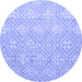 Round Machine Washable Abstract Blue Modern Rug, wshabs5134blu