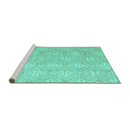 Sideview of Machine Washable Abstract Turquoise Modern Area Rugs, wshabs5134turq