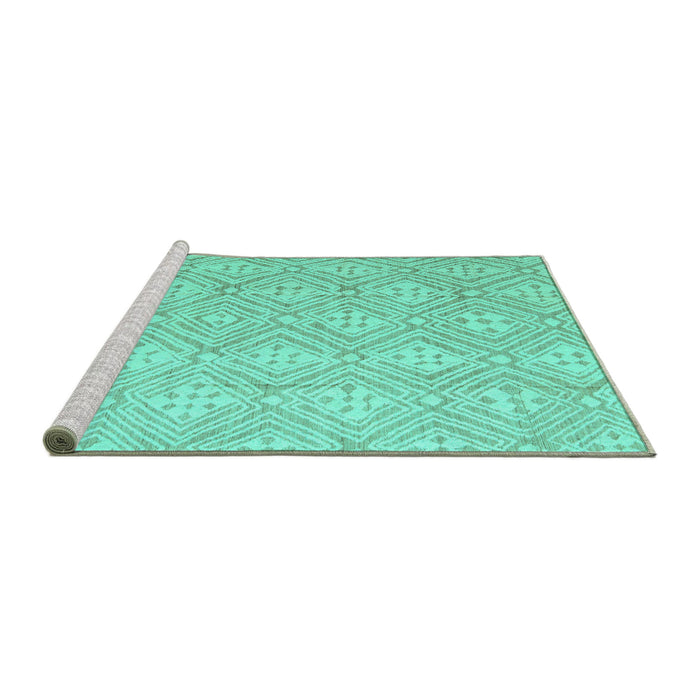 Sideview of Machine Washable Abstract Turquoise Modern Area Rugs, wshabs5134turq