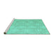 Sideview of Machine Washable Abstract Turquoise Modern Area Rugs, wshabs5134turq