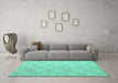 Machine Washable Abstract Turquoise Modern Area Rugs in a Living Room,, wshabs5134turq