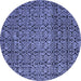 Round Abstract Blue Modern Rug, abs5135blu