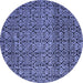 Round Machine Washable Abstract Blue Modern Rug, wshabs5135blu