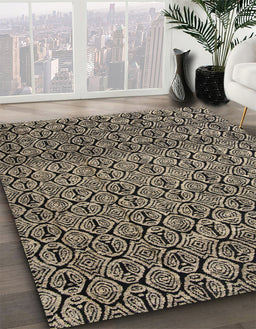 Abstract Light French Beige Brown Modern Rug in Family Room, abs5135