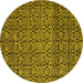 Round Abstract Yellow Modern Rug, abs5135yw