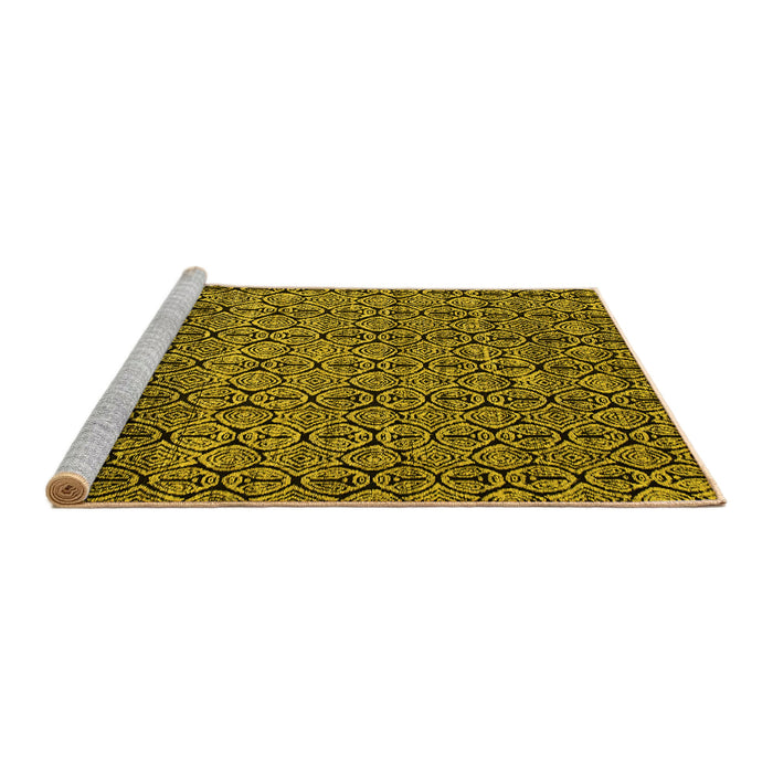 Sideview of Machine Washable Abstract Yellow Modern Rug, wshabs5135yw