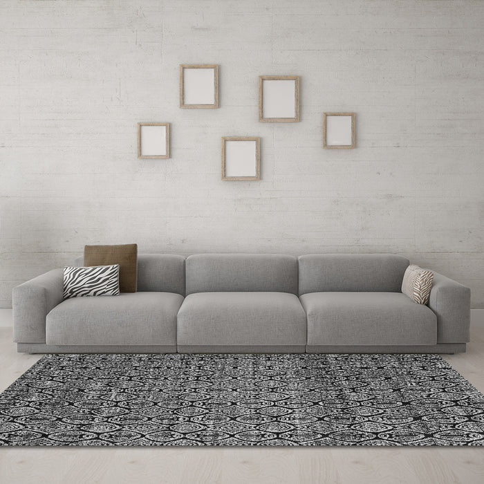 Machine Washable Abstract Gray Modern Rug in a Living Room,, wshabs5135gry