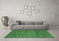 Machine Washable Abstract Emerald Green Modern Rug, wshabs5135emgrn