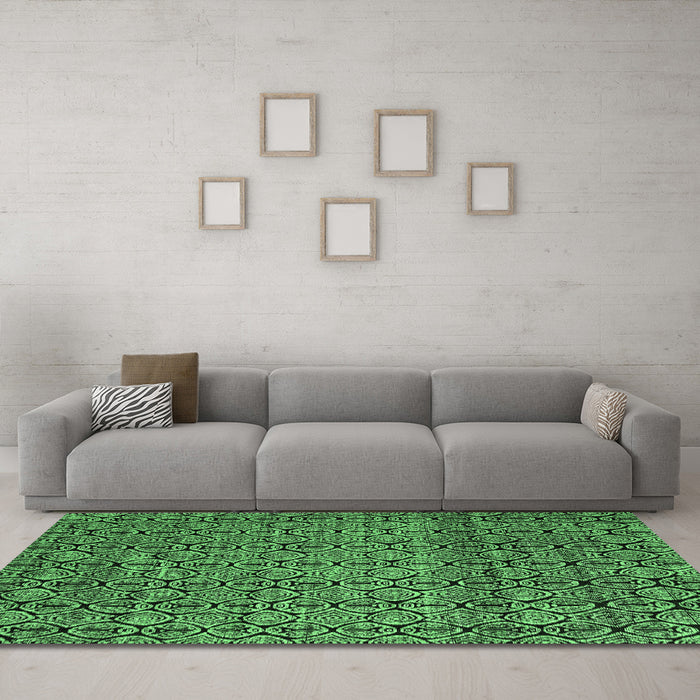 Machine Washable Abstract Emerald Green Modern Area Rugs in a Living Room,, wshabs5135emgrn