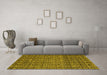 Machine Washable Abstract Yellow Modern Rug in a Living Room, wshabs5135yw