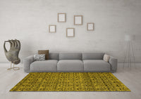 Machine Washable Abstract Yellow Modern Rug, wshabs5135yw