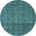 Round Machine Washable Abstract Light Blue Modern Rug, wshabs5135lblu