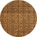 Round Machine Washable Abstract Orange Modern Area Rugs, wshabs5135org