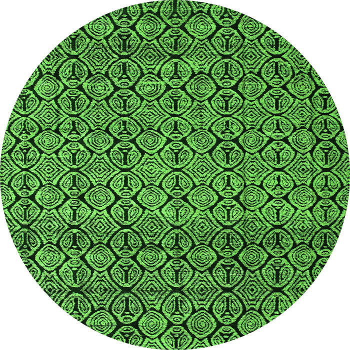 Round Machine Washable Abstract Green Modern Area Rugs, wshabs5135grn