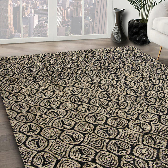 Abstract Light French Beige Brown Modern Rug in Family Room, abs5135