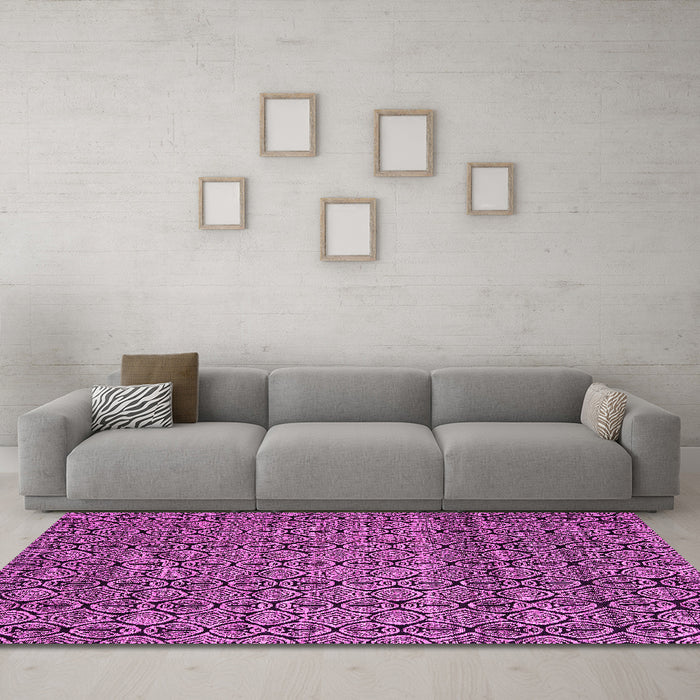 Machine Washable Abstract Pink Modern Rug in a Living Room, wshabs5135pnk