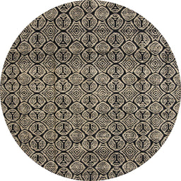 Round Machine Washable Abstract Light French Beige Brown Rug, wshabs5135