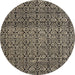 Round Machine Washable Abstract Light French Beige Brown Rug, wshabs5135