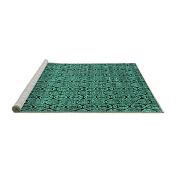 Sideview of Machine Washable Abstract Turquoise Modern Area Rugs, wshabs5135turq