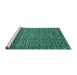 Sideview of Machine Washable Abstract Turquoise Modern Area Rugs, wshabs5135turq