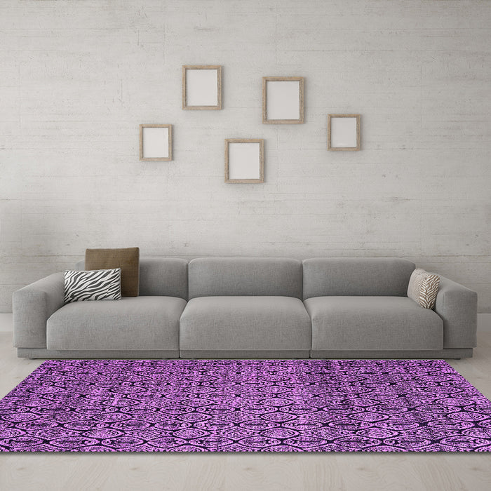 Machine Washable Abstract Purple Modern Area Rugs in a Living Room, wshabs5135pur