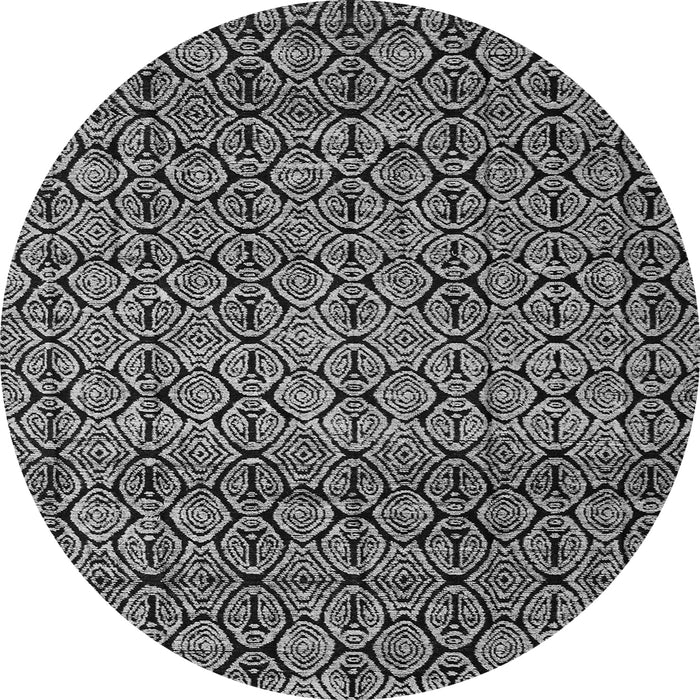 Round Machine Washable Abstract Gray Modern Rug, wshabs5135gry