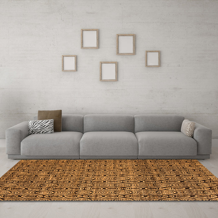 Machine Washable Abstract Orange Modern Area Rugs in a Living Room, wshabs5135org