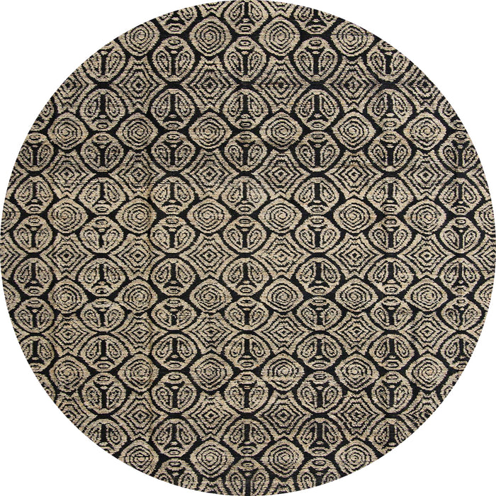 Round Abstract Light French Beige Brown Modern Rug, abs5135