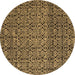 Round Abstract Brown Modern Rug, abs5135brn