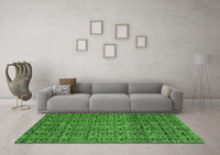 Machine Washable Abstract Green Modern Rug, wshabs5135grn