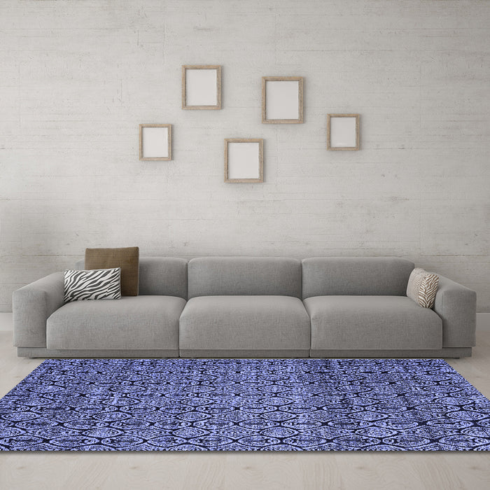Machine Washable Abstract Blue Modern Rug in a Living Room, wshabs5135blu