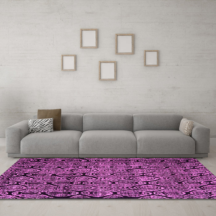 Machine Washable Abstract Pink Modern Rug in a Living Room, wshabs5136pnk