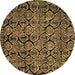 Round Machine Washable Abstract Brown Modern Rug, wshabs5136brn