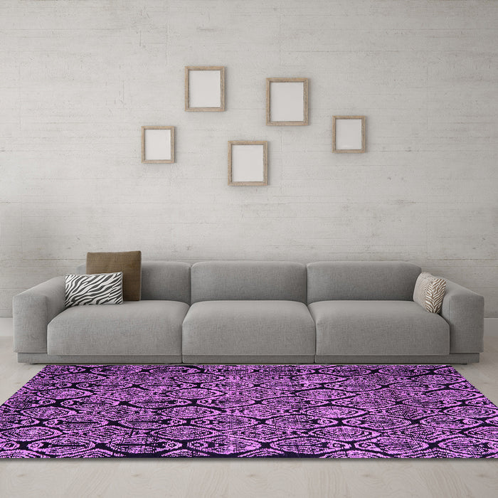 Machine Washable Abstract Purple Modern Area Rugs in a Living Room, wshabs5136pur