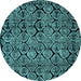 Round Abstract Light Blue Modern Rug, abs5136lblu